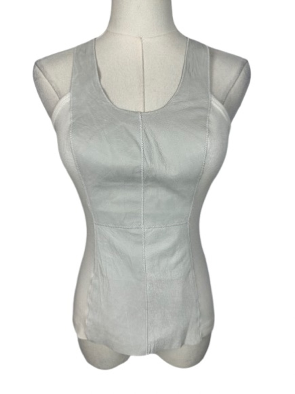 Illia White Leather Scoop-Neck Racerback Tank Top Size 0